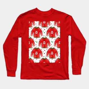 Ugly Christmas Sweater Pattern Long Sleeve T-Shirt